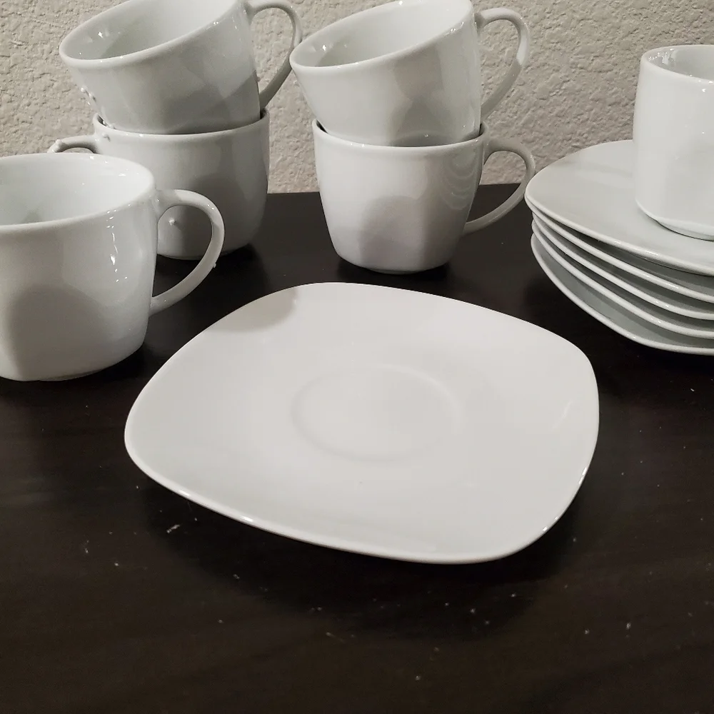 New Malcasa 6pc Porcelain Cup & Saucer Set - Picture 2 of 3